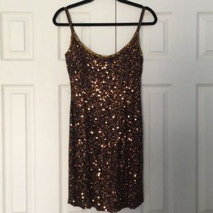 Vintage Black Tie Oleg Cassini Sequin Mini Dress